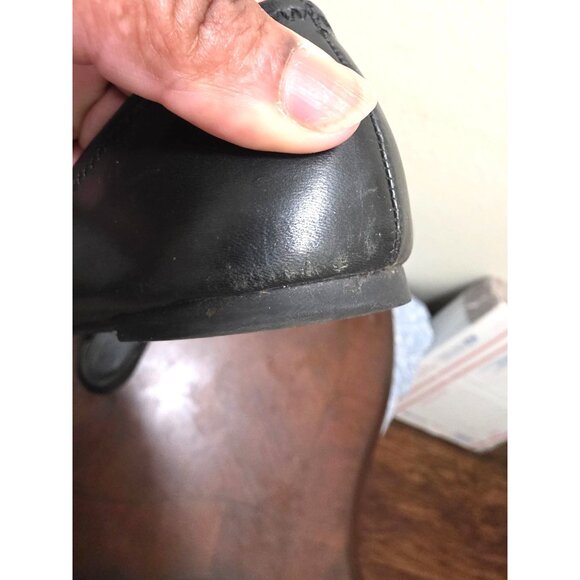 Tory Burch Black Leather Gold Logo Flats Women's Size 8 - Picture 12 of 12